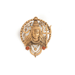 Divine Mahadev Face Antique Gold Brooch for Men