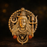 Divine Mahadev Face Antique Gold Brooch for Men