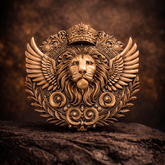 Regal Lion Crest Brooch