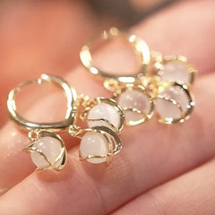 estailo fashion Royal Crystal Pearl Hoops Alloy Earring Set