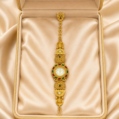 Gold Round Stone Bracelet Watch Alloy