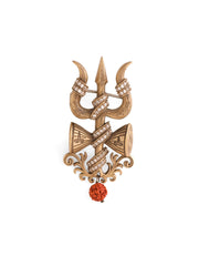 Divine Shiva Trishul Damru Antique Gold Brooch for Men