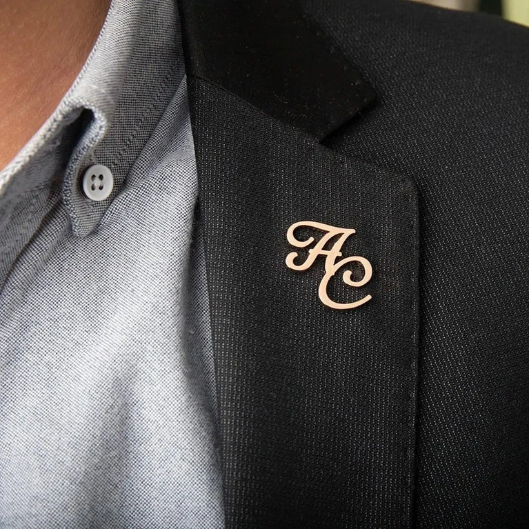 Custom Name Initials Brooch Pin For Men