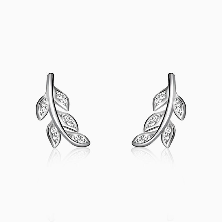 Silver Zircon Leaf Set