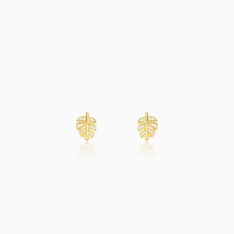 Golden Leaflet Stud Earrings