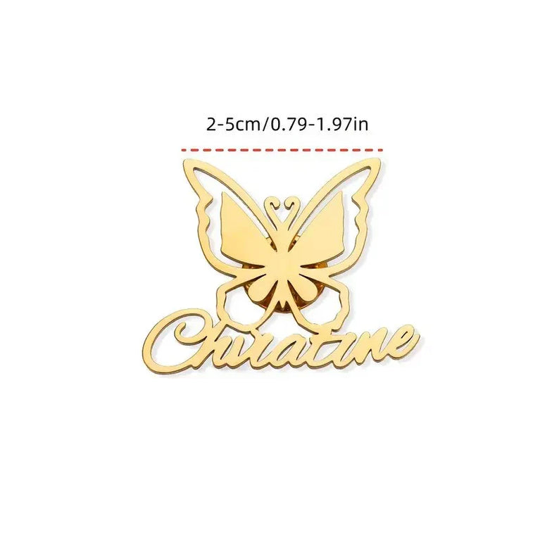 Elegant Custom Butterfly Brooch with English Name
