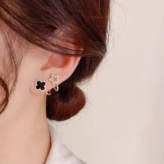 zevarna Star & Clover Crystal Cuff Earrings Alloy Cuff Earring