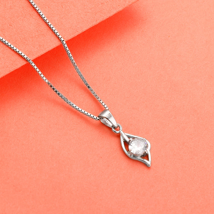 Silver Falling Dew Pendant with Box Chain