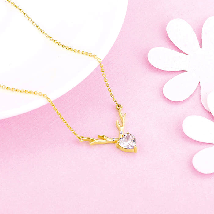 Golden Deer Heart Necklace