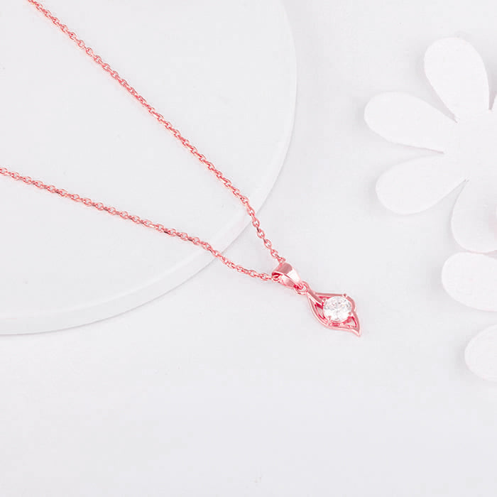 Rose Gold Falling Dew Pendant With Link Chain