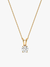 Golden Zircon Pendant with Link Chain