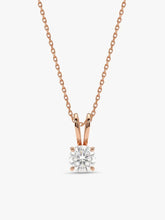 Rose Gold Zircon Pendant with Link Chain