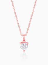 Rose Gold Solitaire Heart Pendant With Link Chain