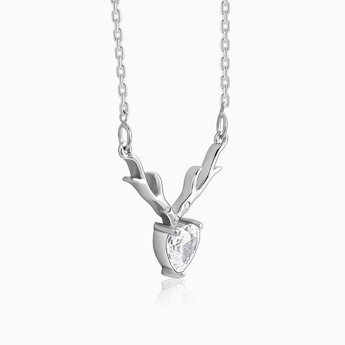 Silver Deer Heart Necklace