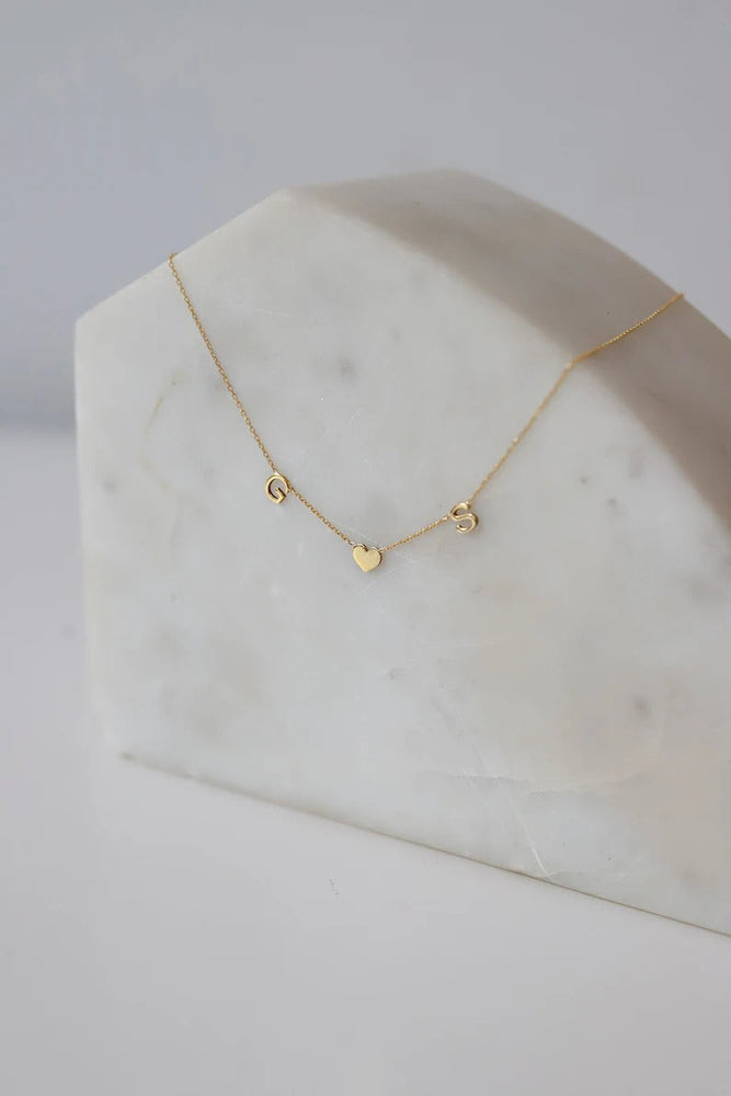 Letter Necklace,Heart Letter Necklace , Custom Initial Necklace , Gold Custom Gift ,Valentine's Day Gift