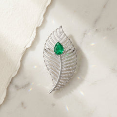 Pankh Feather Brooch – Gold & Silver Zircon Brooch Pin