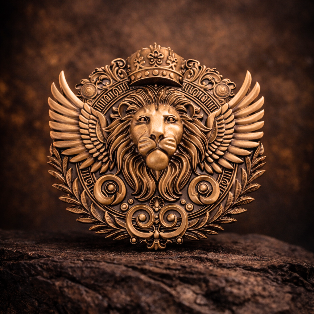 Regal Lion Crest Brooch