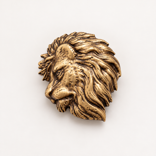 Antique Gold Lion Design Button Cover – Pack of 1
