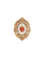 Ethnic Rudraksha Studded Antique Gold Brooch for Men