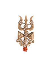Crystal Damru Crest Brooch