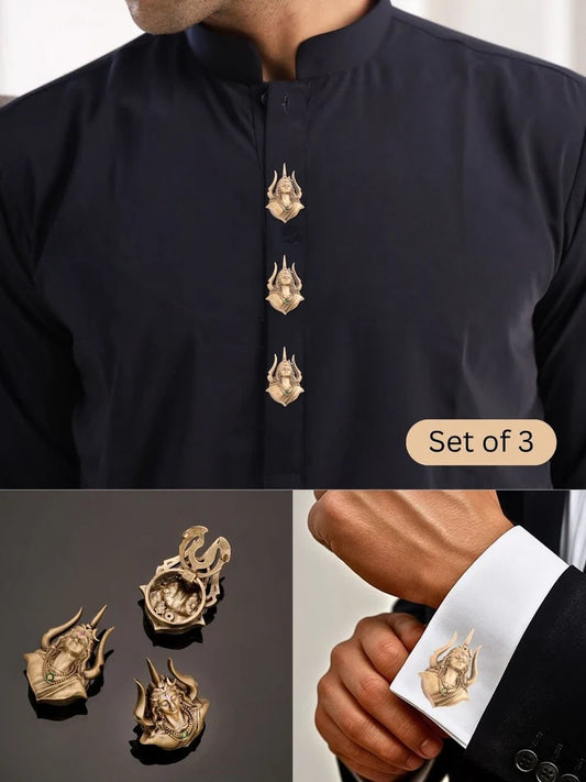 Majestic Mahadev Button Cover Set Of 3