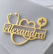 Personalized Stethoscope Logo Name Brooch
