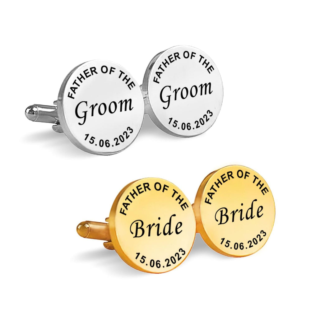 Personalized Dates Quotes Father Of Bride Or Groom & Date Cufflink For Men And Boys 1 Pair - Jiva