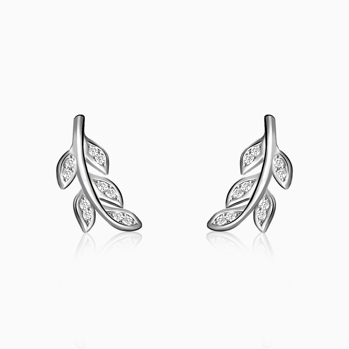Silver Zircon Leaf Set