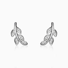 Silver Zircon Leaf Set