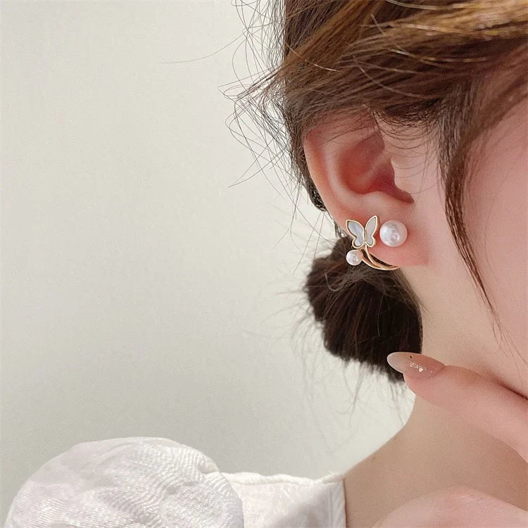 EREVER Enameled Butterfly Trendy Earring Korean Stud Earrings For Woman Girls
