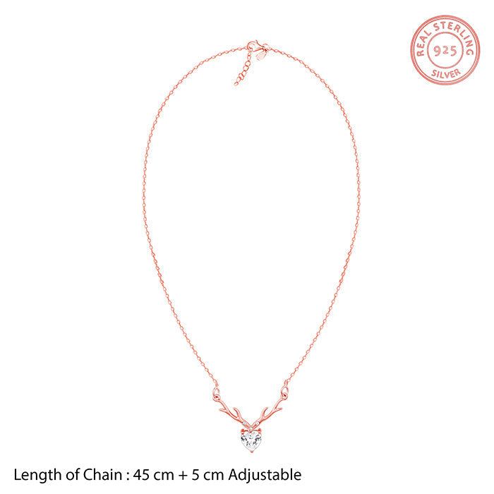 Rose Gold Deer Heart Necklace