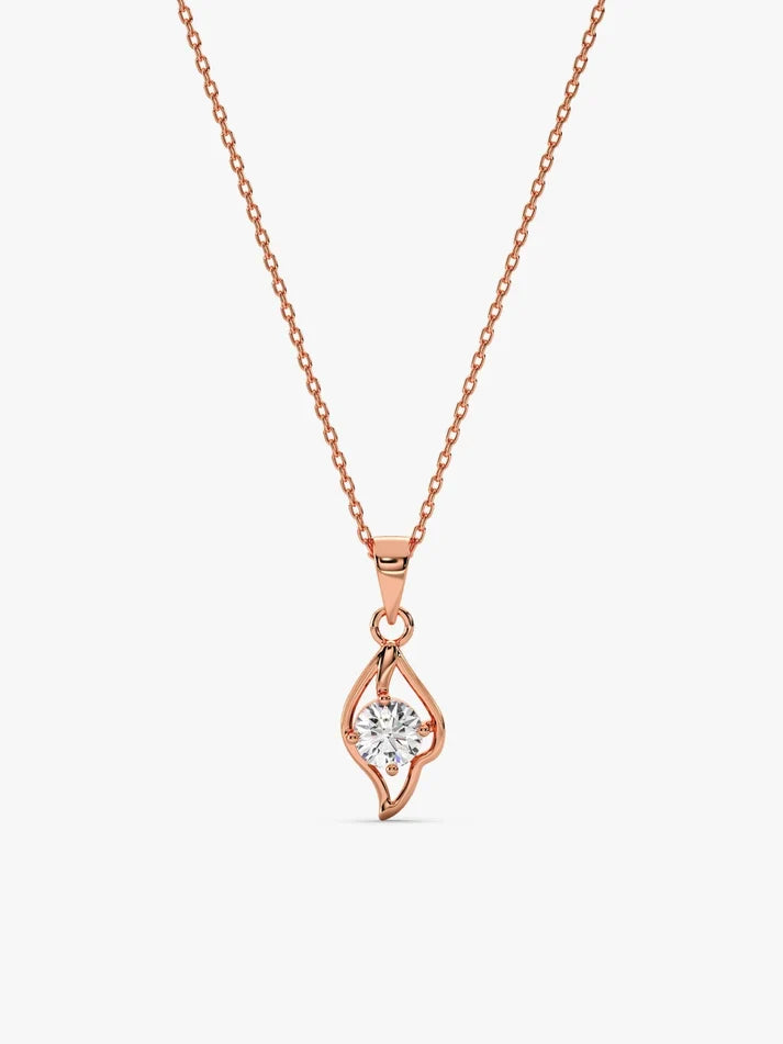 Rose Gold Falling Dew Pendant With Link Chain