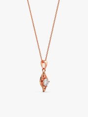 Rose Gold Falling Dew Pendant With Link Chain