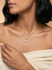 Golden Zircon Pendant with Link Chain