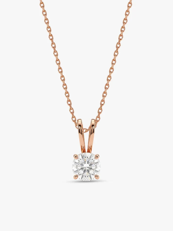 Rose Gold Zircon Pendant with Link Chain