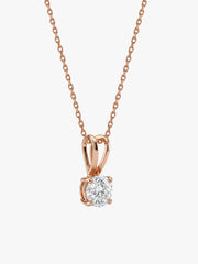 Rose Gold Zircon Pendant with Link Chain