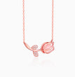 Rose Gold Pink Quartz Flower Necklace