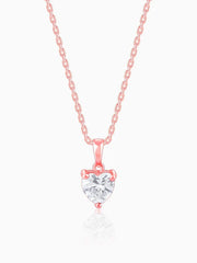 Rose Gold Solitaire Heart Pendant With Link Chain