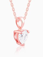 Rose Gold Solitaire Heart Pendant With Link Chain
