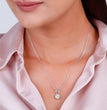 Silver Zircon Pendant with Link Chain