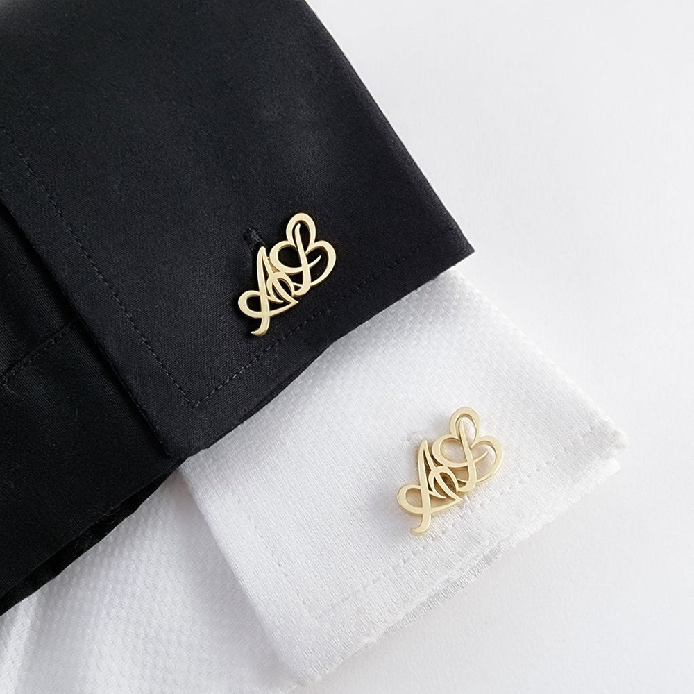 Personalised Initials Heart Cuff Link - Jiva