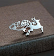 Personalized Deer Style Name Brooch