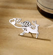 Personalized Deer Style Name Brooch