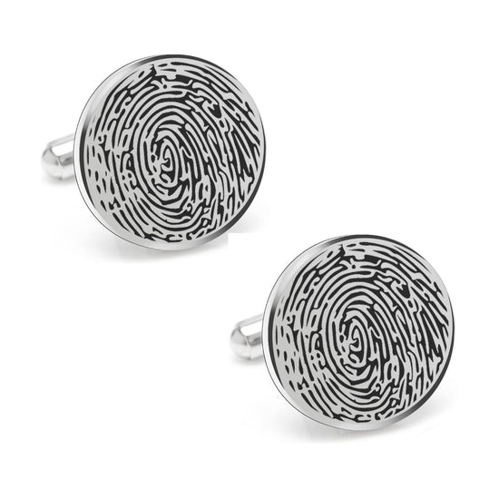 Personalized Fingerprint Round Shaped Cufflink for Men and Boys - Jiva