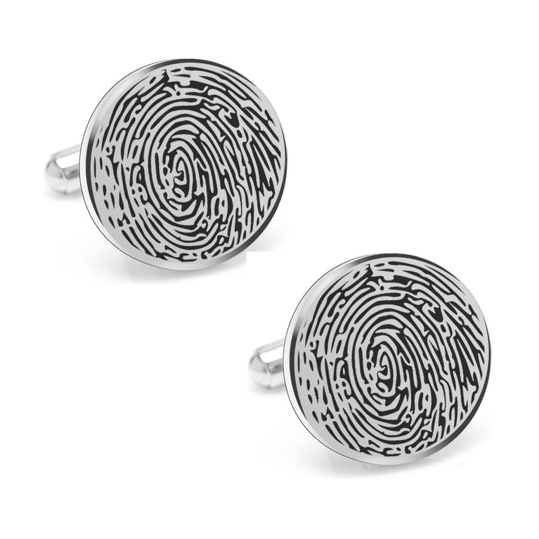 Personalized Fingerprint Round Shaped Cufflink for Men and Boys - Jiva