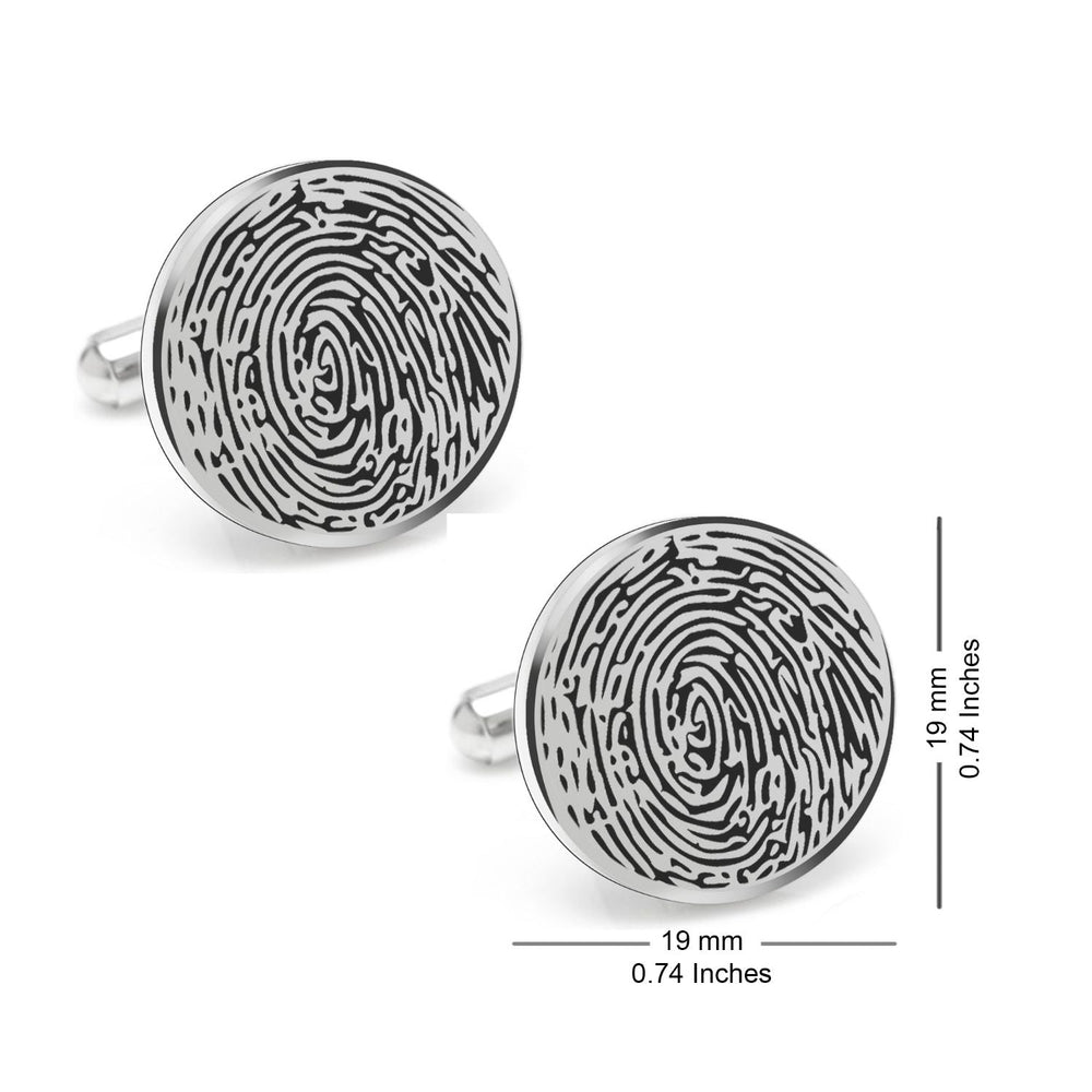 Personalized Fingerprint Round Shaped Cufflink for Men and Boys - Jiva