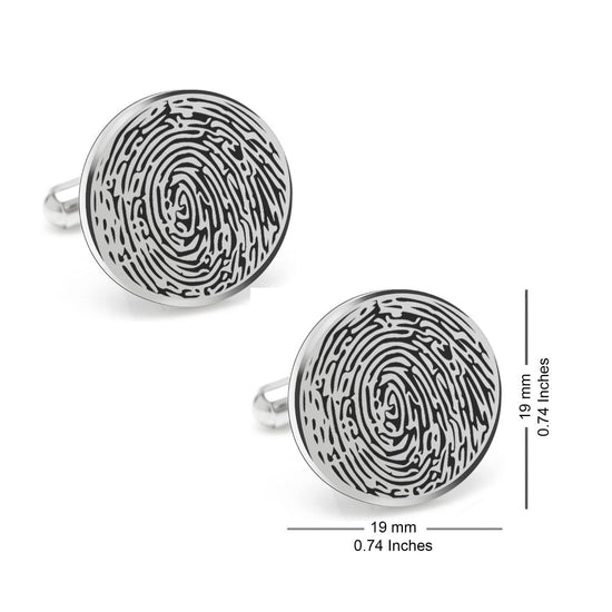 Personalized Fingerprint Round Shaped Cufflink for Men and Boys - Jiva