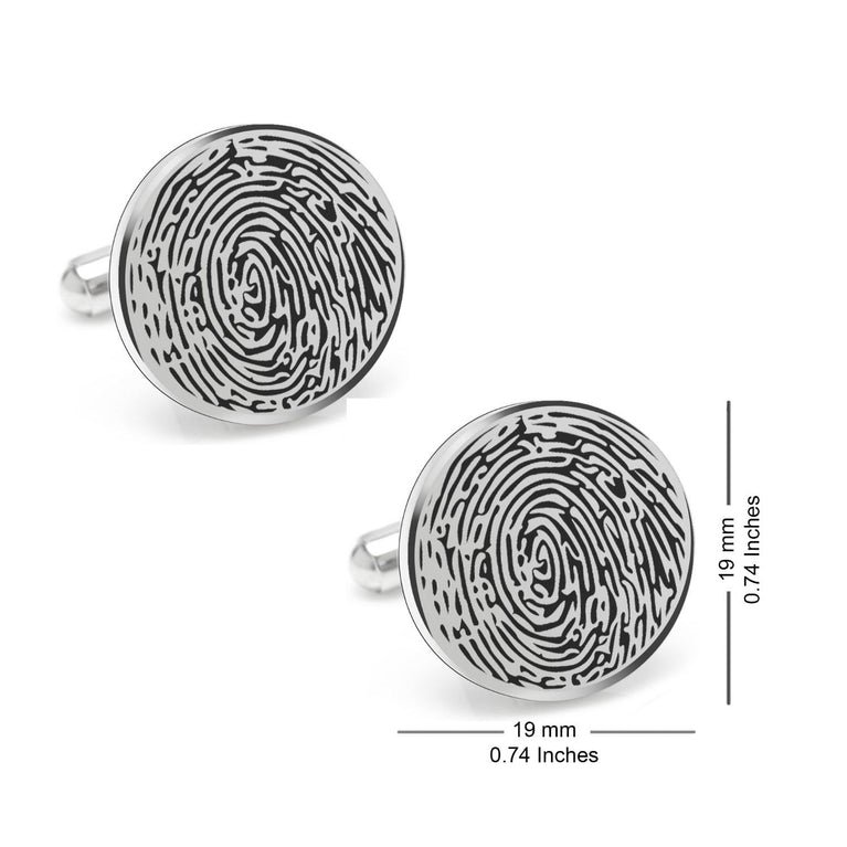 Personalized Fingerprint Round Shaped Cufflink for Men and Boys - Jiva