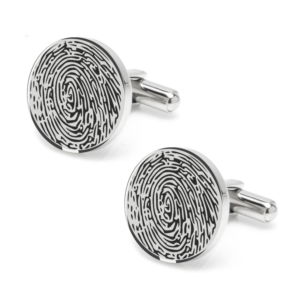 Personalized Fingerprint Round Shaped Cufflink for Men and Boys - Jiva