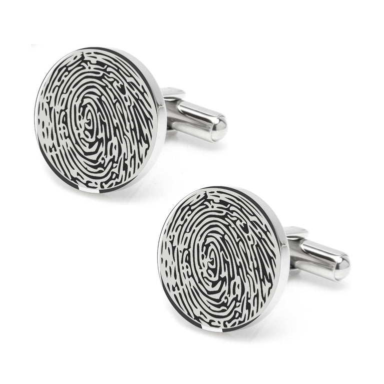 Personalized Fingerprint Round Shaped Cufflink for Men and Boys - Jiva